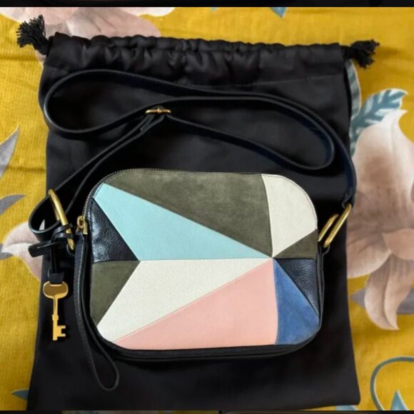 Fossil  Patchwork Crossbody Leather Bag - Picture 1 of 16